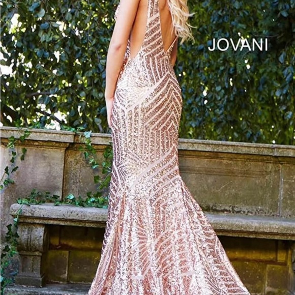 Jovani Rose Gold Sequin Gown - Picture 1 of 4